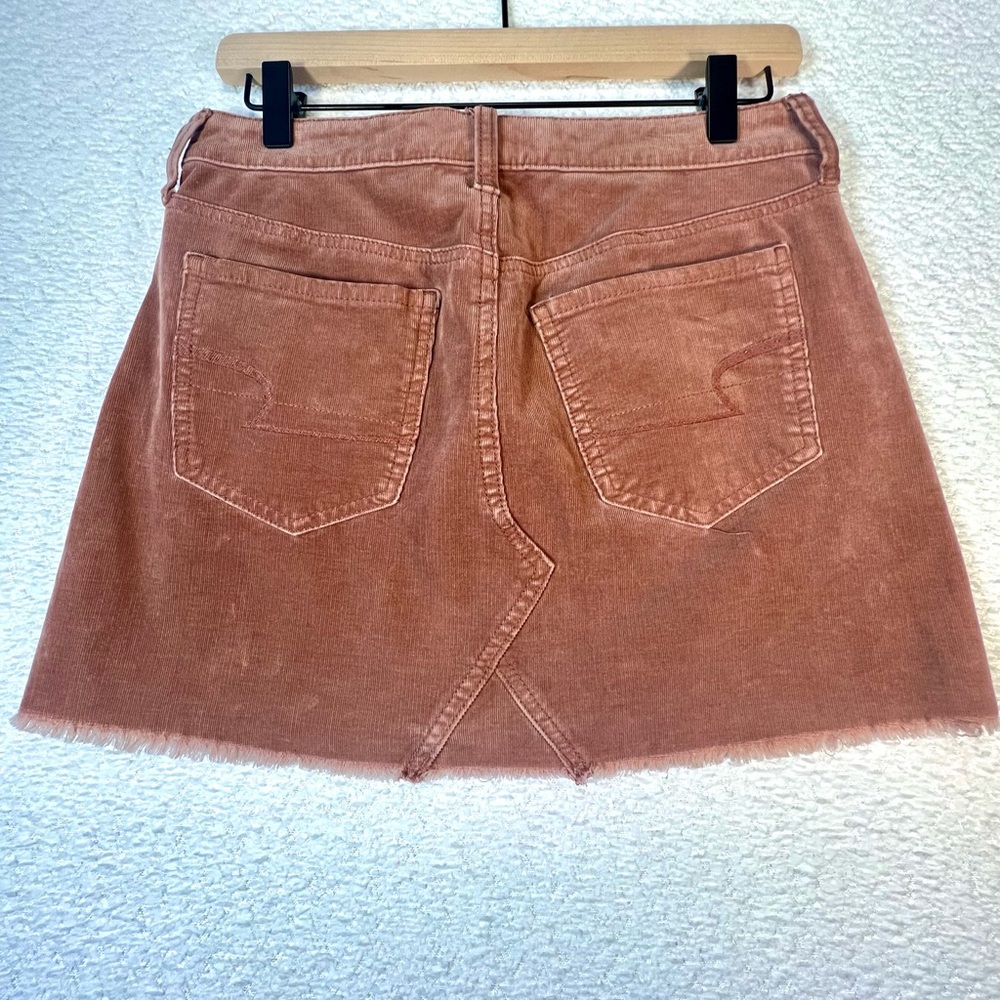 American Eagle Vintage Mini skirt corduroy distressed raw hem pink brown tones 4 - Picture 3 of 8
